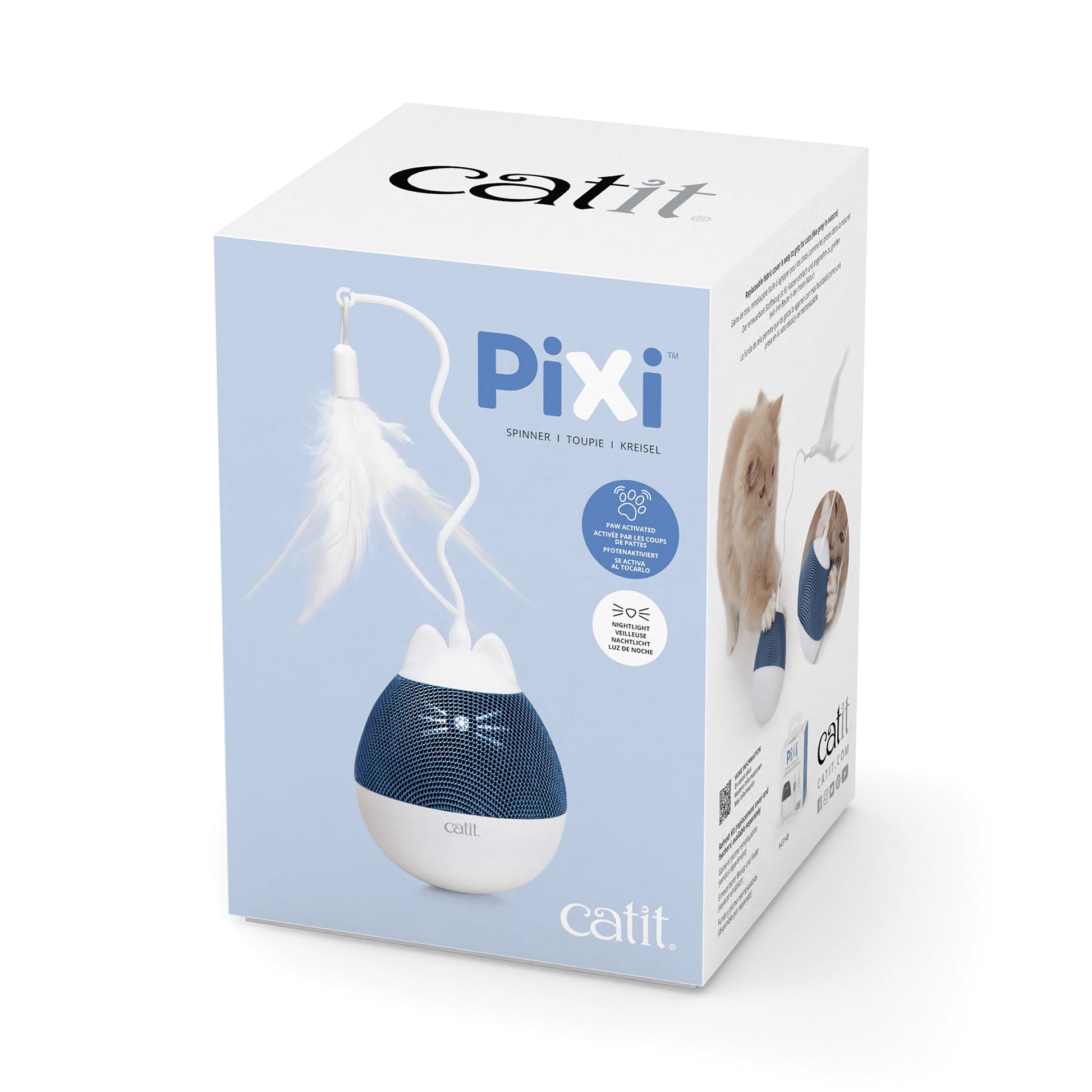 Catit Pixi Spinner Electronic Cat Toy White & Blue  Cat Toys  | PetMax Canada