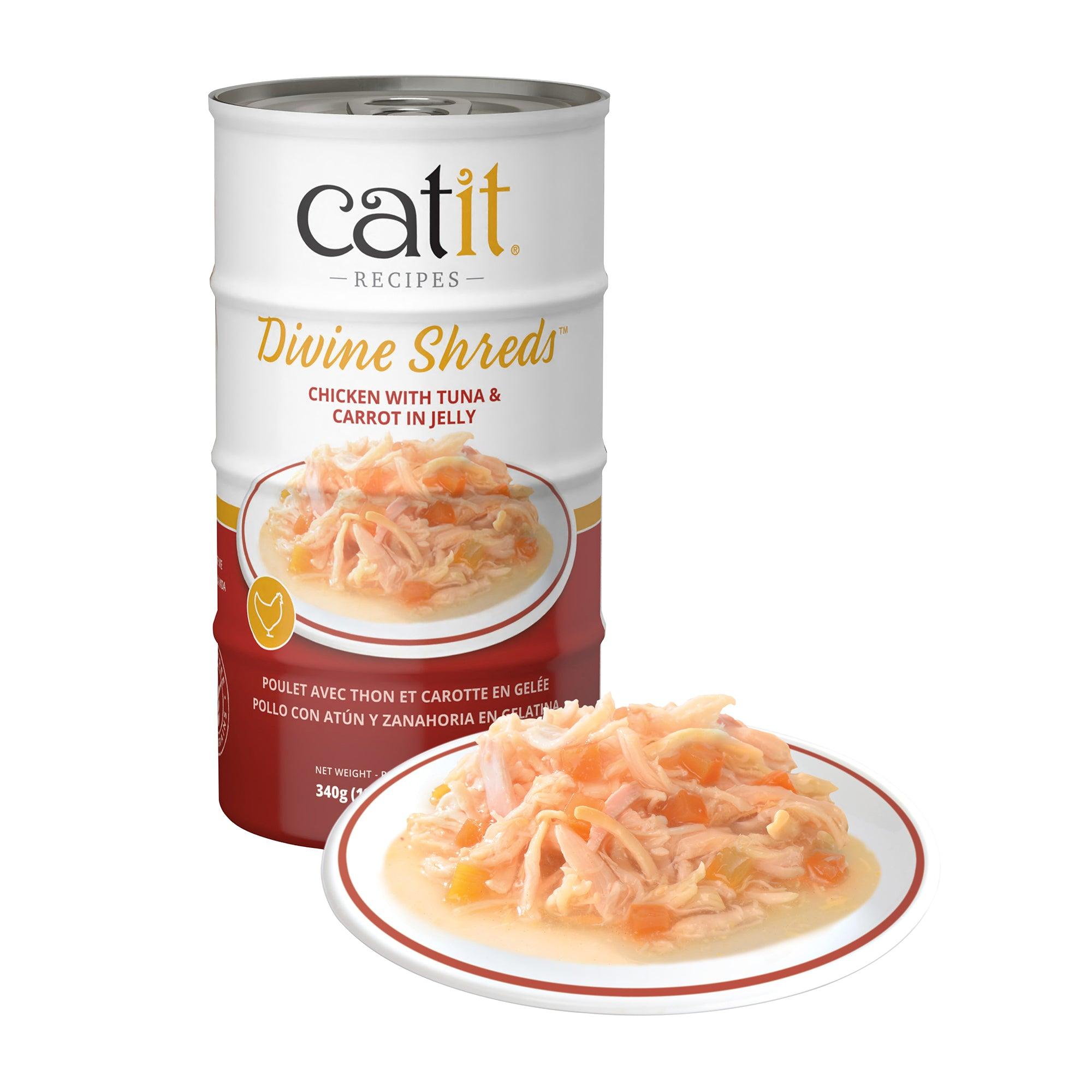 Catit Divine Shreds Chicken, Tuna & Carrot In Jelly 4 Pack - 4 x 85g - Canned Cat Food - Catit - PetMax Canada