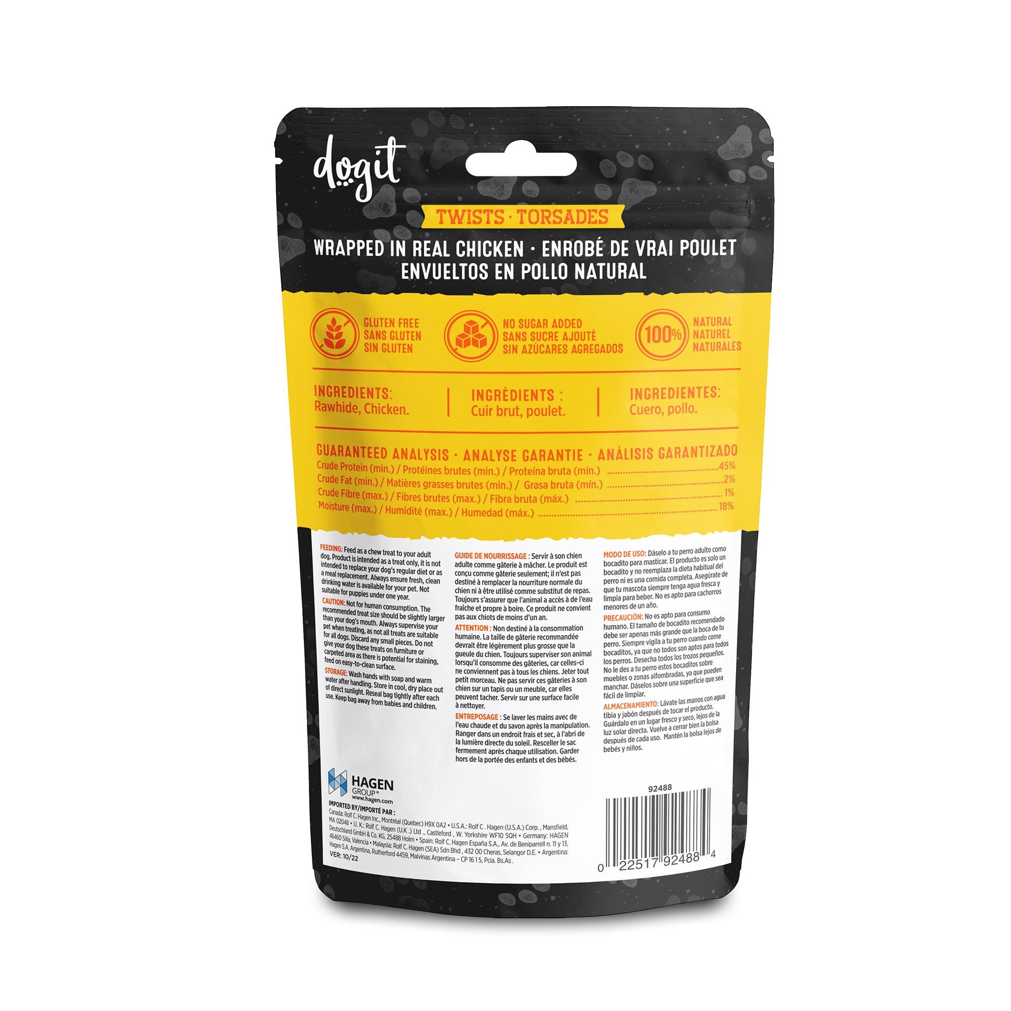 Dogit Snack Bar Dog Treats Chicken Rawhide Twist - Small: 10cm / 6 Pack - Dog Treats - Dogit - PetMax Canada