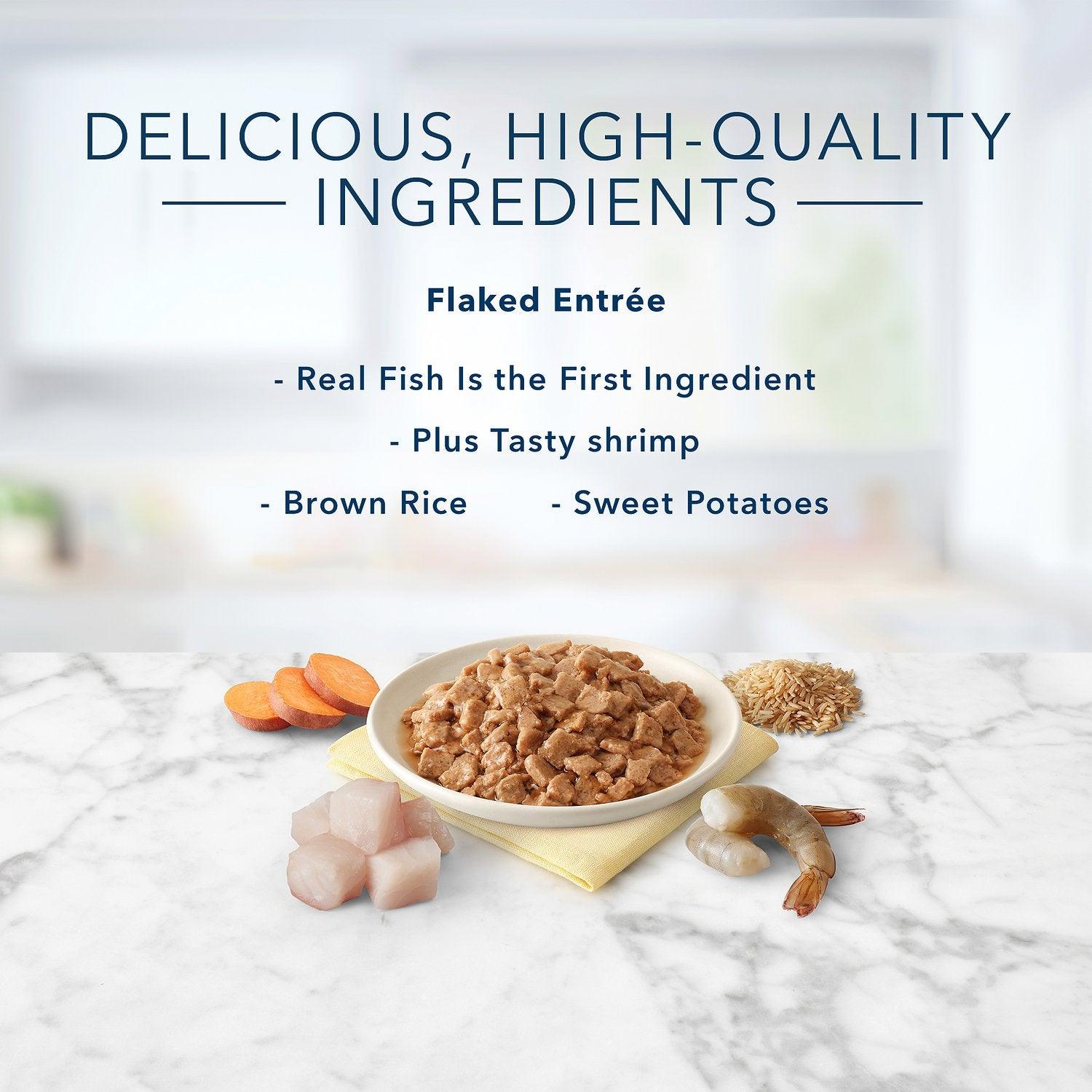 Blue Buffalo Tastefuls Adult Fish And Shrimp Entree in Gravy Flaked - 156g - Canned Cat Food - Blue Buffalo - PetMax Canada