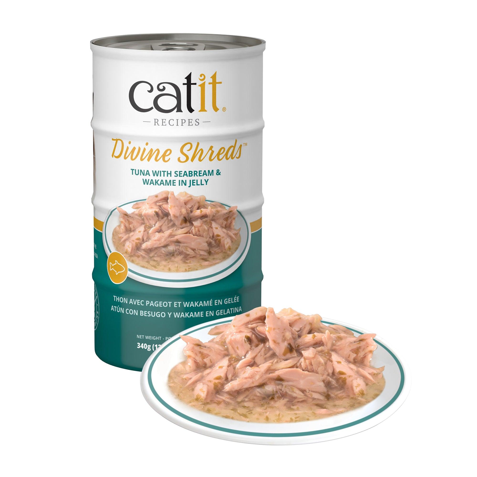 Catit Divine Shreds Tuna, Seabream & Wakame In Jelly 4 Pack - 4 x 85g - Canned Cat Food - Catit - PetMax Canada
