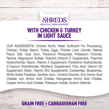 Wellness Healthy Indulgence Shreds Chicken & Turkey in Light Sauce Wet Cat Food - 85g - Canned Cat Food - Wellness - PetMax Canada