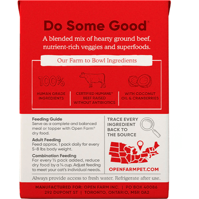 Open Farm Wet Cat Food Grass Fed Beef Rustic Blend - 156g - Canned Cat Food - Open Farm - PetMax Canada