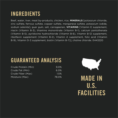 Purina Pro Plan High Protein Pate Beef & Rice Entree Wet Dog Food - 368g - Canned Dog Food - Purina Pro Plan - PetMax Canada