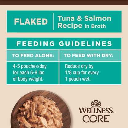 Wellness CORE Tiny Tasters Flaked Tuna & Salmon in Sauce Wet Cat Food - 50g - Canned Cat Food - Wellness - PetMax Canada