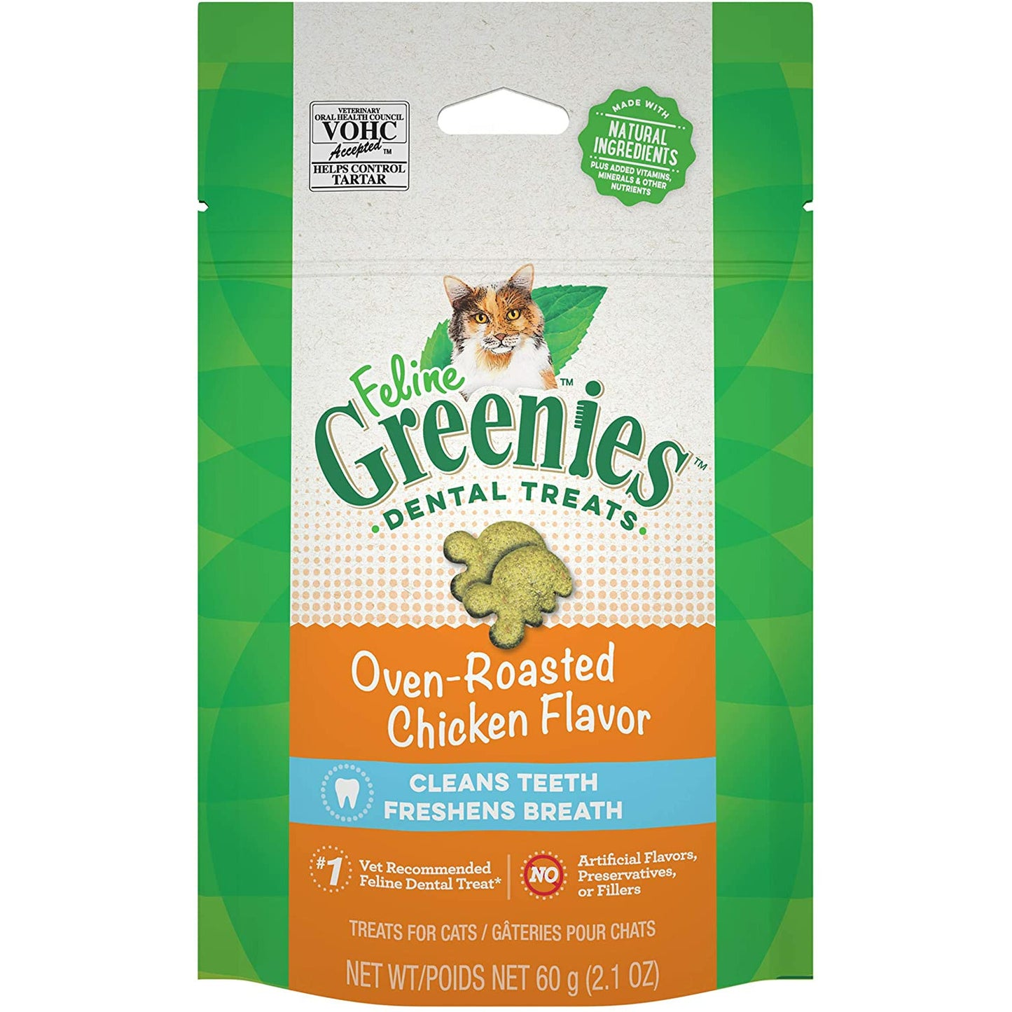 Greenies Feline Natural Dental Care Cat Treats Oven Roasted Chicken Flavour 60g Cat Treats 60g | PetMax Canada