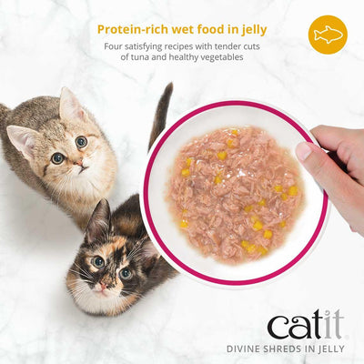 Catit Divine Shreds Tuna, Shrimp & Pumpkin In Jelly 4 Pack - 4 x 85g - Canned Cat Food - Catit - PetMax Canada