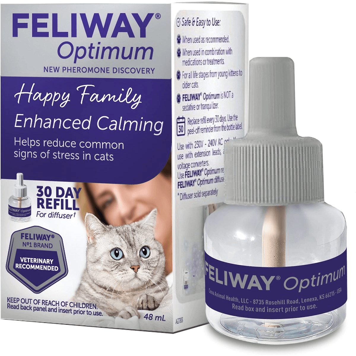 Feliway Optimum Enhanced Calming Pheromone 30 Day Cat Diffuser Refill  Cat Health Care  | PetMax Canada