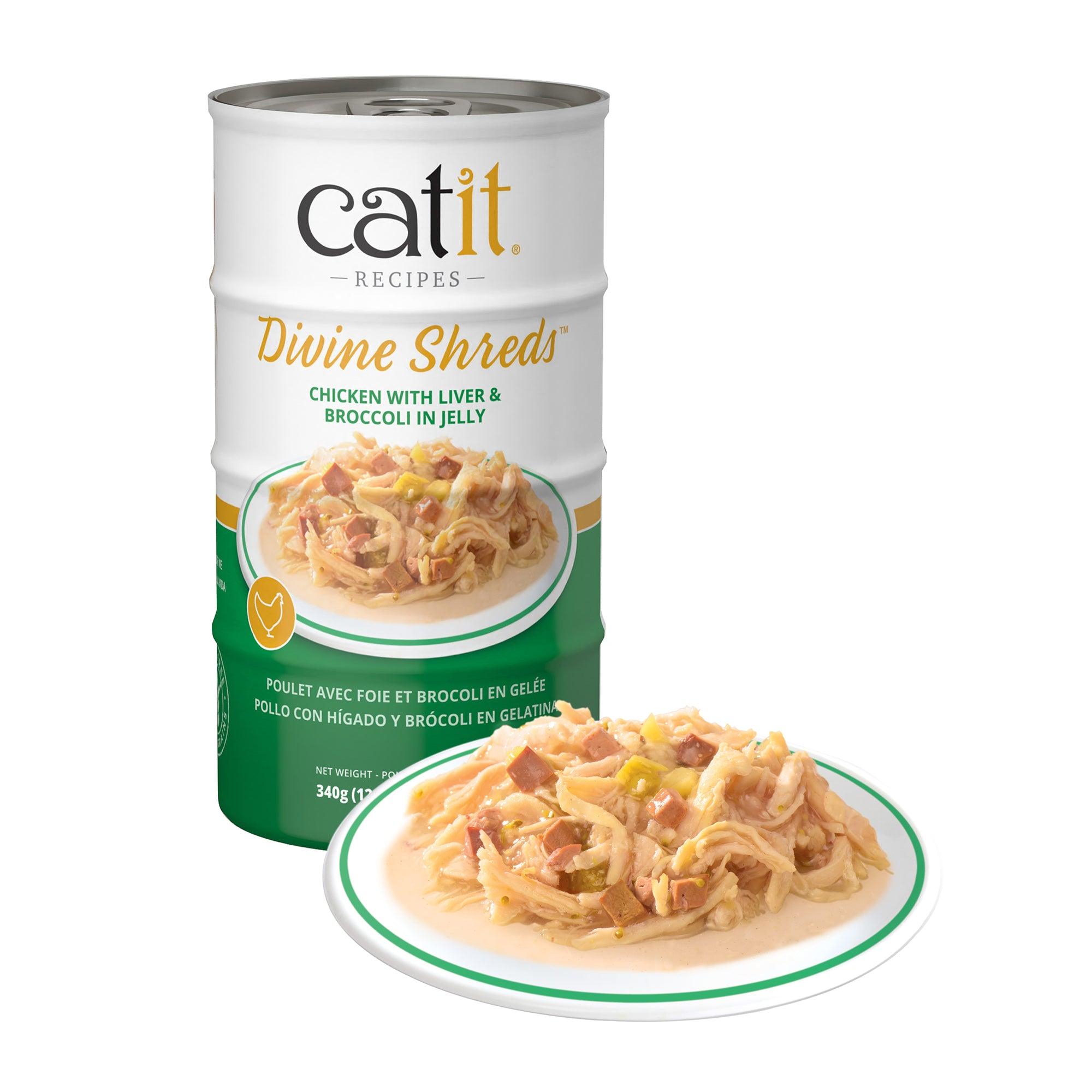 Catit Divine Shreds Chicken, Liver & Broccoli In Jelly 4 Pack - 4 x 85g - Canned Cat Food - Catit - PetMax Canada