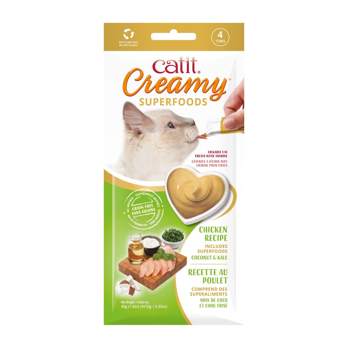 Catit Creamy Superfood Treats Chicken with Coconut & Kale  Cat Treats  | PetMax Canada