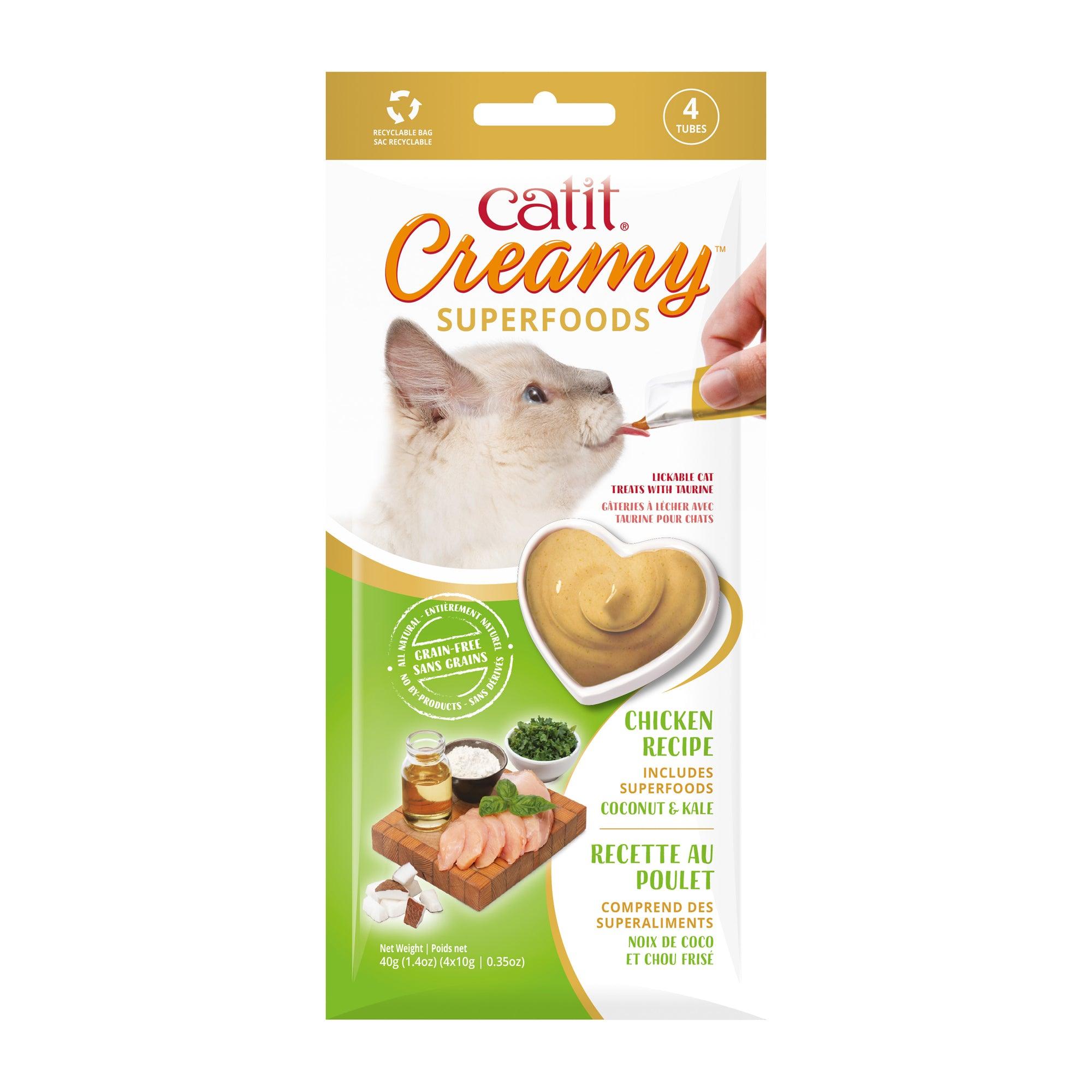 Catit Creamy Superfood Treats Chicken with Coconut & Kale - 4 x 10g - Cat Treats - Catit - PetMax Canada
