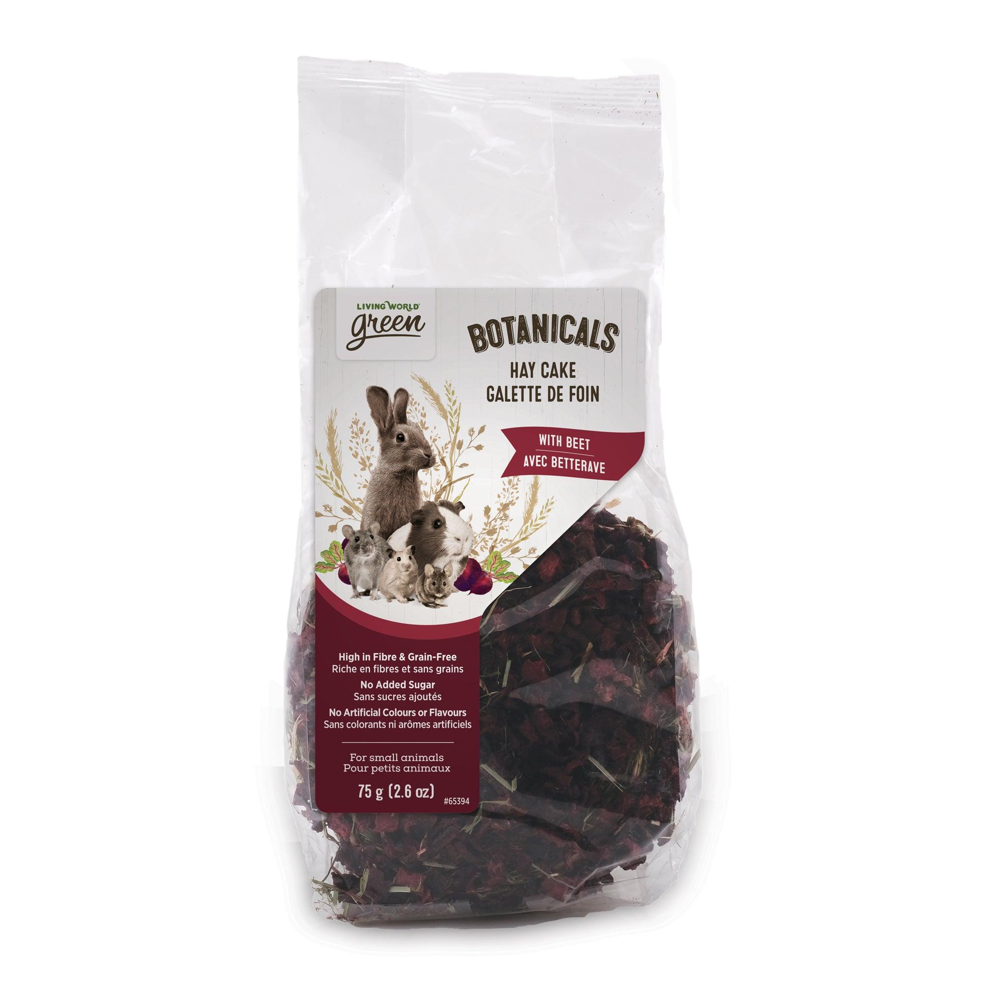 Living World Green Botanicals Hay Cake Beet - 75g - Small Animal Treats - Living World - PetMax Canada