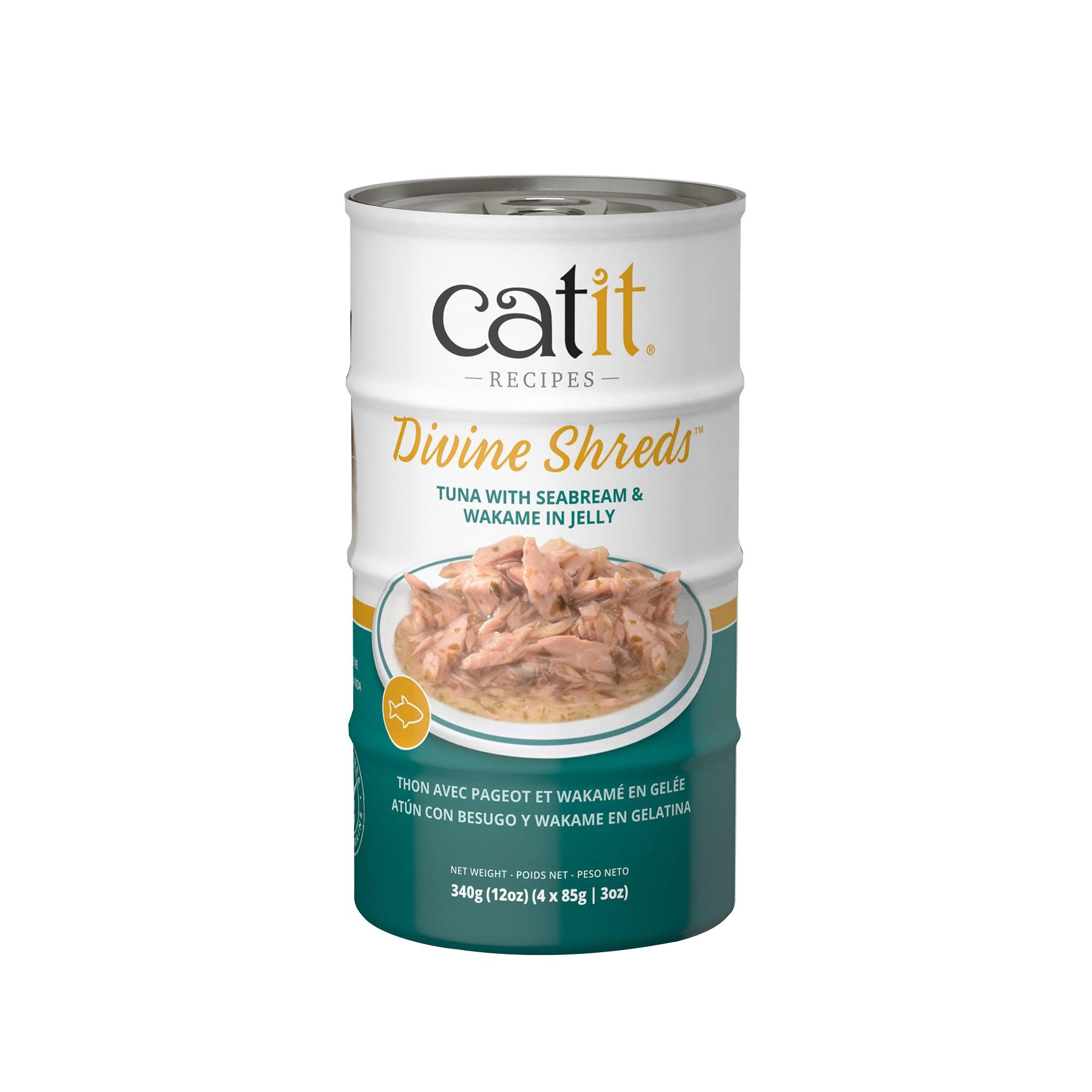 Catit Divine Shreds Tuna, Seabream & Wakame In Jelly 4 Pack - 4 x 85g - Canned Cat Food - Catit - PetMax Canada