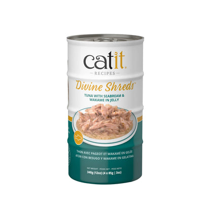 Catit Divine Shreds Tuna, Seabream & Wakame In Jelly 4 Pack - 4 x 85g - Canned Cat Food - Catit - PetMax Canada