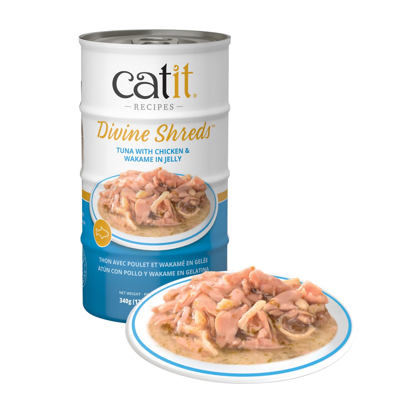 Catit Divine Shreds Tuna, Chicken & Wakame In Jelly 4 Pack  Canned Cat Food  | PetMax Canada