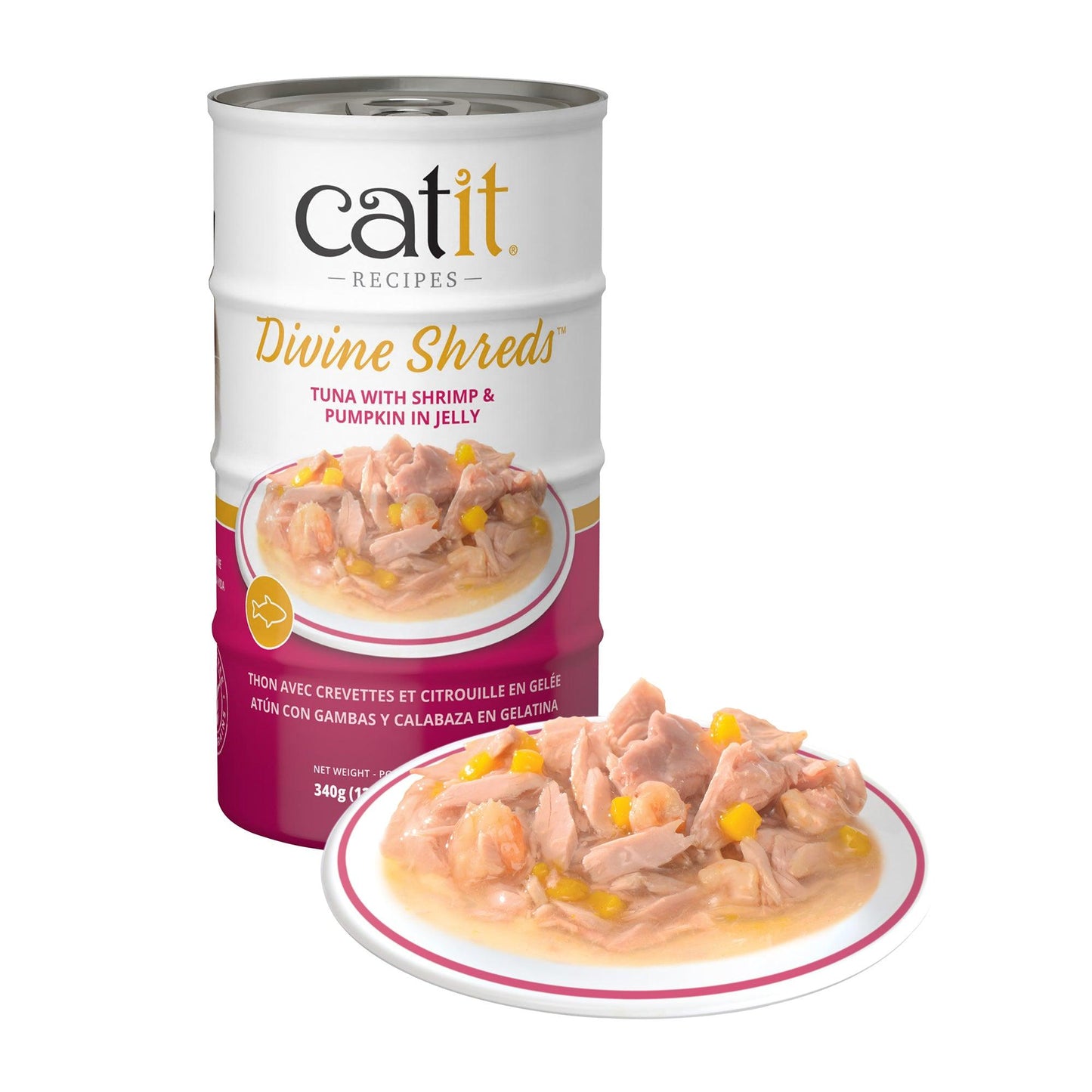 Catit Divine Shreds Tuna, Shrimp & Pumpkin In Jelly 4 Pack  Canned Cat Food  | PetMax Canada