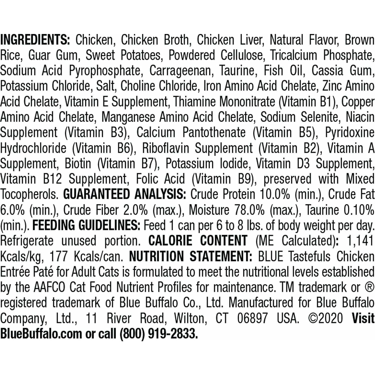 Blue Buffalo Tastefuls Adult Chicken Entree Pate - 156g - Canned Cat Food - Blue Buffalo - PetMax Canada