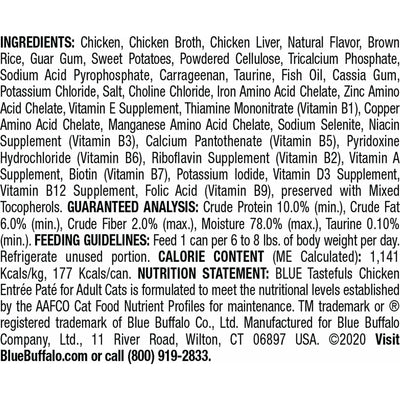Blue Buffalo Tastefuls Adult Chicken Entree Pate - 156g - Canned Cat Food - Blue Buffalo - PetMax Canada
