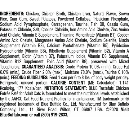 Blue Buffalo Tastefuls Adult Chicken Entree Pate - 156g - Canned Cat Food - Blue Buffalo - PetMax Canada