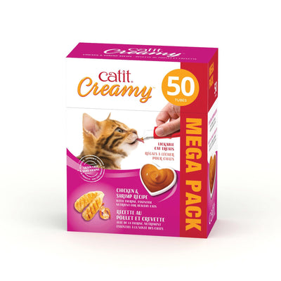 CatIt Creamy Lickable Treats Chicken & Shrimp - 50 Pack - Cat Treats - Catit - PetMax Canada