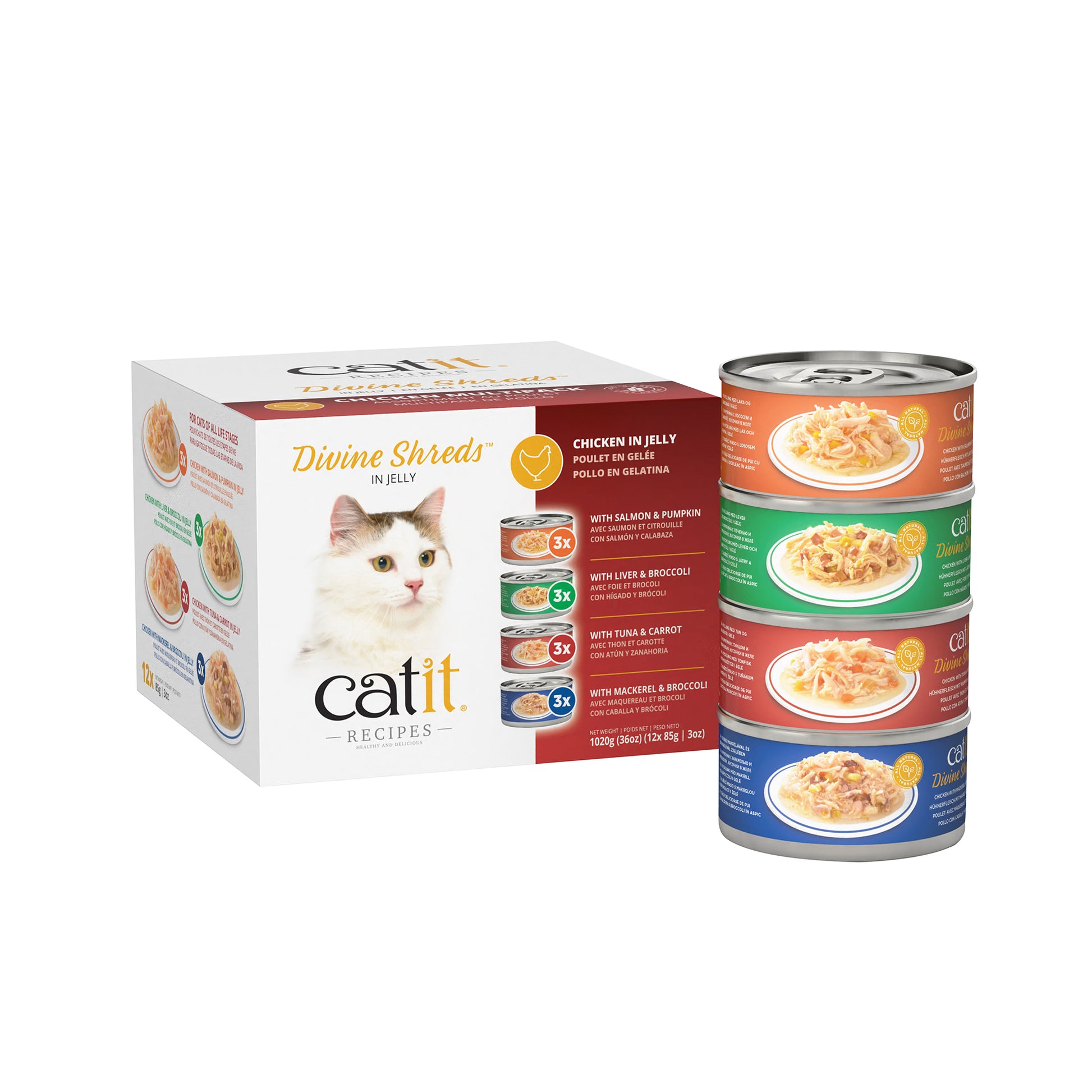 Catit Divine Shreds Chicken In Jelly Multipack  Canned Cat Food  | PetMax Canada