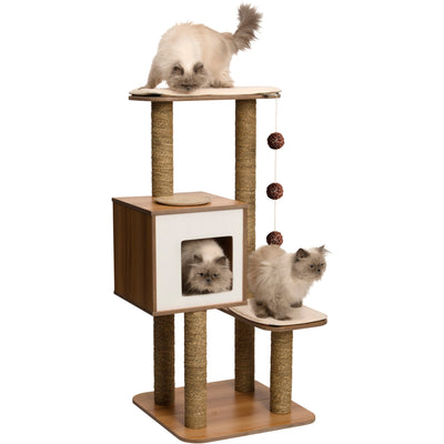 Vesper Cat Furniture V-High Base Walnut  Cat Scratching Posts  | PetMax Canada