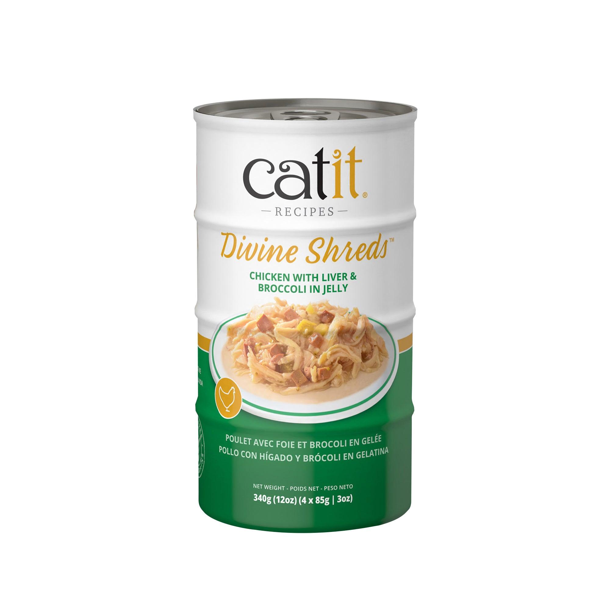 Catit Divine Shreds Chicken, Liver & Broccoli In Jelly 4 Pack - 4 x 85g - Canned Cat Food - Catit - PetMax Canada