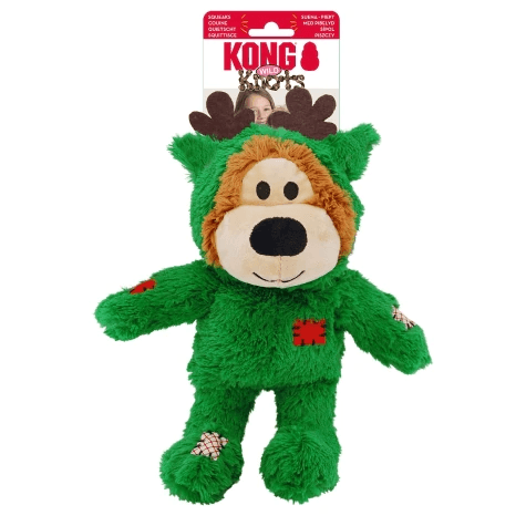 Kong Holiday Wild Knots Bear Dog Toy Assorted Colours PetMax