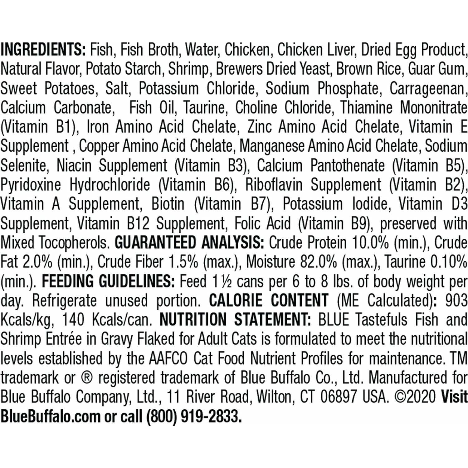 Blue Buffalo Tastefuls Adult Fish And Shrimp Entree in Gravy Flaked - 156g - Canned Cat Food - Blue Buffalo - PetMax Canada