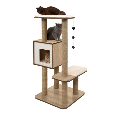 Vesper Cat Furniture V-High Base Oak  Cat Scratching Posts  | PetMax Canada