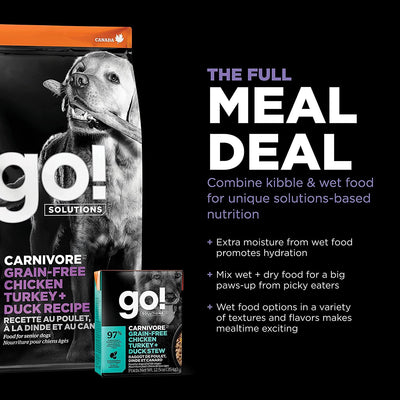 GO! CARNIVORE Grain Free Chicken, Turkey + Duck Senior Recipe for dogs - 1.59 Kg - Dog Food - Go! - PetMax Canada