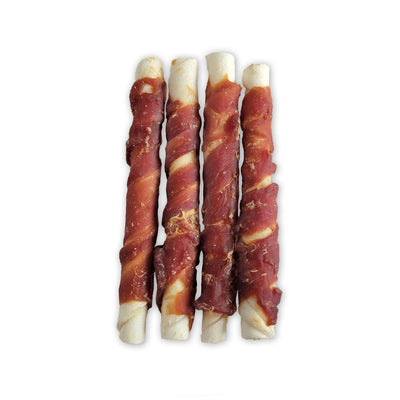 Dogit Snack Bar Dog Treats Duck Rawhide Twist - Small: 10cm / 6 Pack - Dog Treats - Dogit - PetMax Canada
