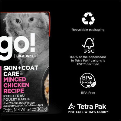 Go! Cat Food Skin & Coat Tetra Pak Chicken Minced - 182g - Canned Cat Food - Go! - PetMax Canada