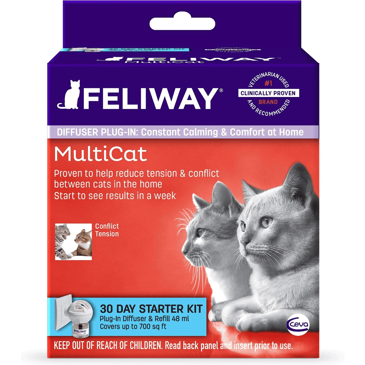 Feliway MultiCat 30 Day Starter Kit Calming Diffuser for Cats  Cat Health Care  | PetMax Canada