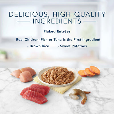 Blue Buffalo Tastefuls Tuna, Chicken, Fish & Shrimp Entrées Variety Pack Flaked Wet Cat Food - 12 x 85g - Canned Cat Food - Blue Buffalo - PetMax Canada