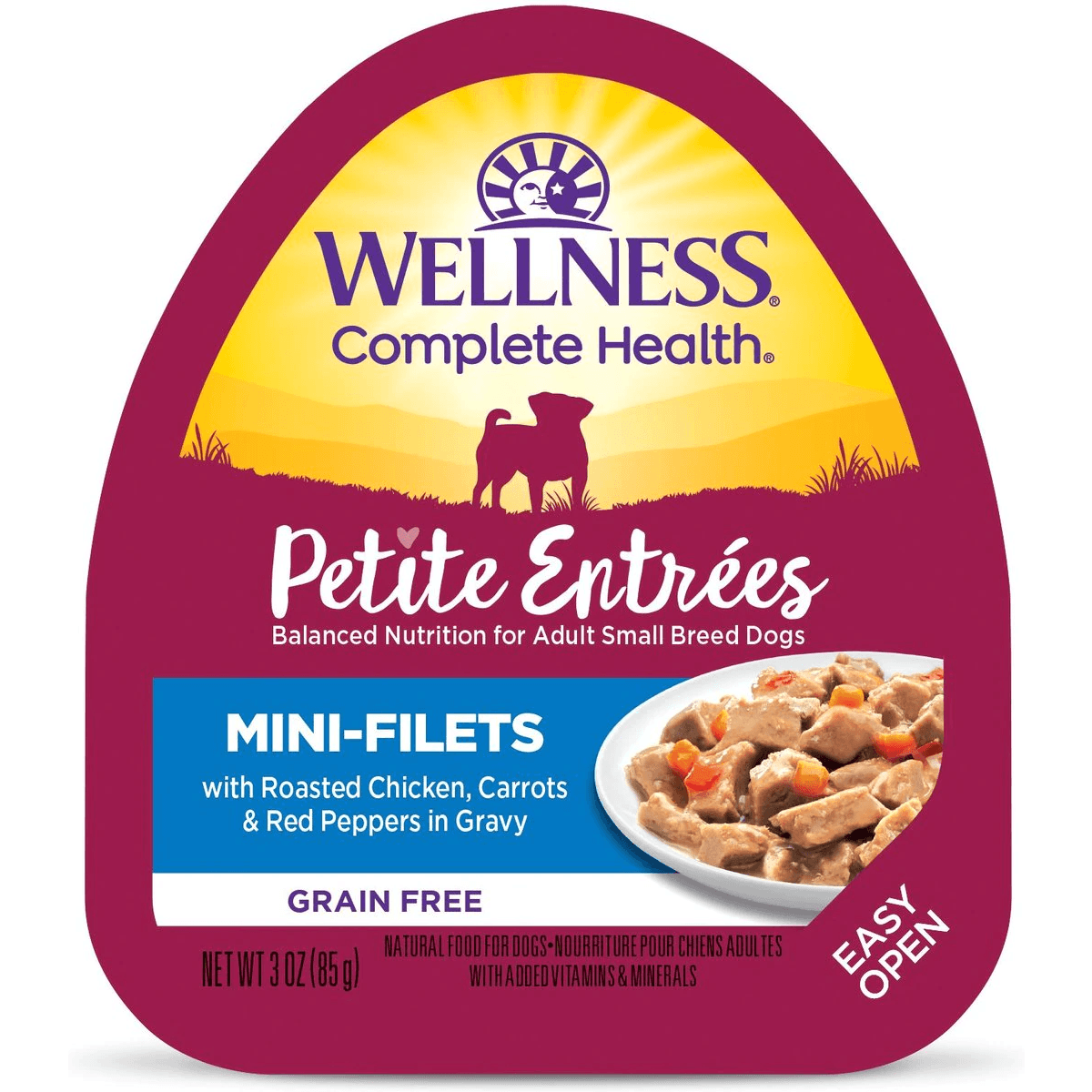 Wellness Petite Entrées Roasted Chicken, Carrots & Red Peppers in Gravy Wet Small Breed Dog Food - 85g - Canned Dog Food - Wellness - PetMax Canada