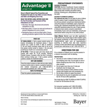 Advantage II For Large Cats - 4Kg+ / 4 Pack - Flea & Tick - Advantage - PetMax Canada