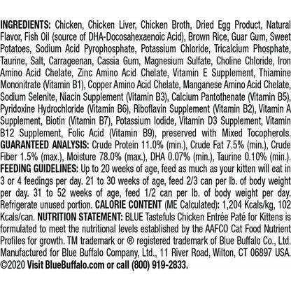 Blue Buffalo Tastefuls Kitten Chicken Entree Pate - 85g - Canned Cat Food - Blue Buffalo - PetMax Canada