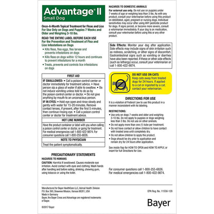 Advantage II For Small Dogs - Under 4.5Kg / 4 Pack - Flea & Tick Topical Applications - Advantage - PetMax Canada