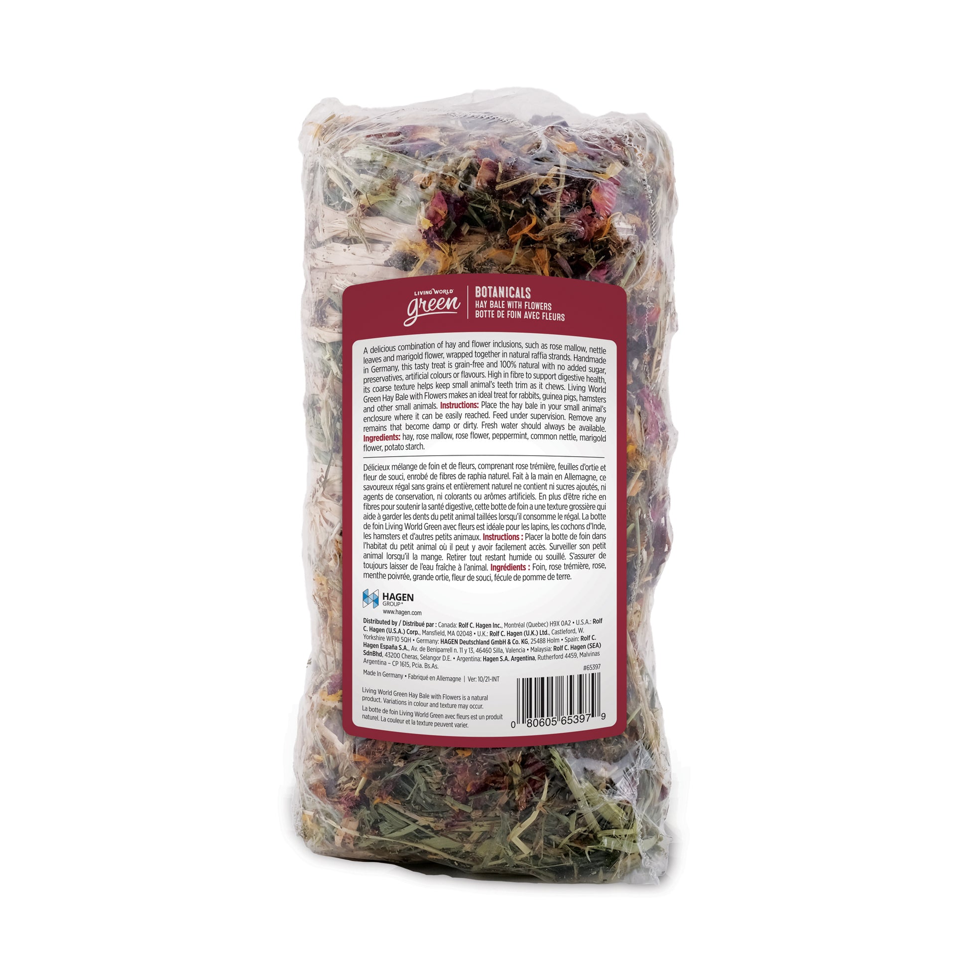 Living World Green Botanicals Hay Bale Flowers  Small Animal Treats  | PetMax Canada