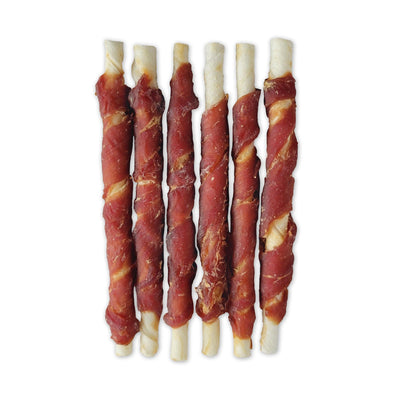 Dogit Snack Bar Dog Treats Duck Rawhide Twist - Small: 10cm / 6 Pack - Dog Treats - Dogit - PetMax Canada