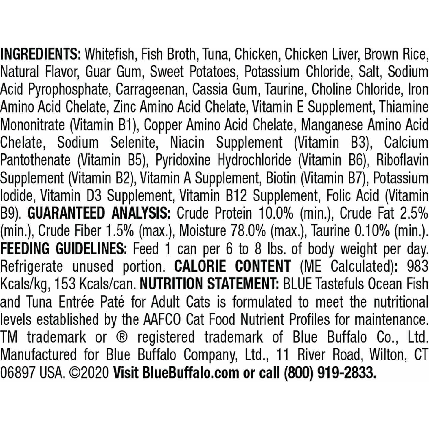 Blue Buffalo Tastefuls Adult Ocean Fish And Tuna Entree Pate  Canned Cat Food  | PetMax Canada