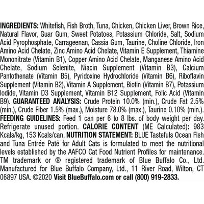 Blue Buffalo Tastefuls Adult Ocean Fish And Tuna Entree Pate - 156g - Canned Cat Food - Blue Buffalo - PetMax Canada