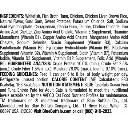 Blue Buffalo Tastefuls Adult Ocean Fish And Tuna Entree Pate - 156g - Canned Cat Food - Blue Buffalo - PetMax Canada