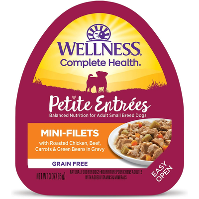 Wellness Petite Entrées Roasted Beef, Chicken, Beef, Carrots & Green Beans in Gravy Wet Small Breed Dog Food  Canned Dog Food  | PetMax Canada