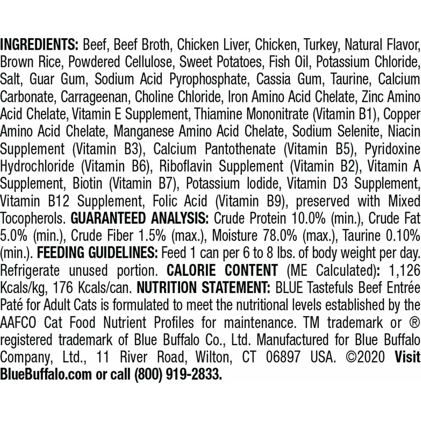 Blue Buffalo Tastefuls Adult Beef Entree Pate - 156g - Canned Cat Food - Blue Buffalo - PetMax Canada