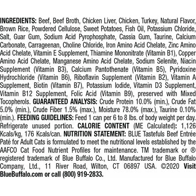 Blue Buffalo Tastefuls Adult Beef Entree Pate - 156g - Canned Cat Food - Blue Buffalo - PetMax Canada