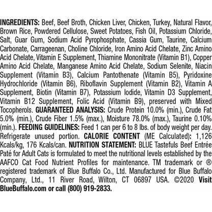 Blue Buffalo Tastefuls Adult Beef Entree Pate - 156g - Canned Cat Food - Blue Buffalo - PetMax Canada