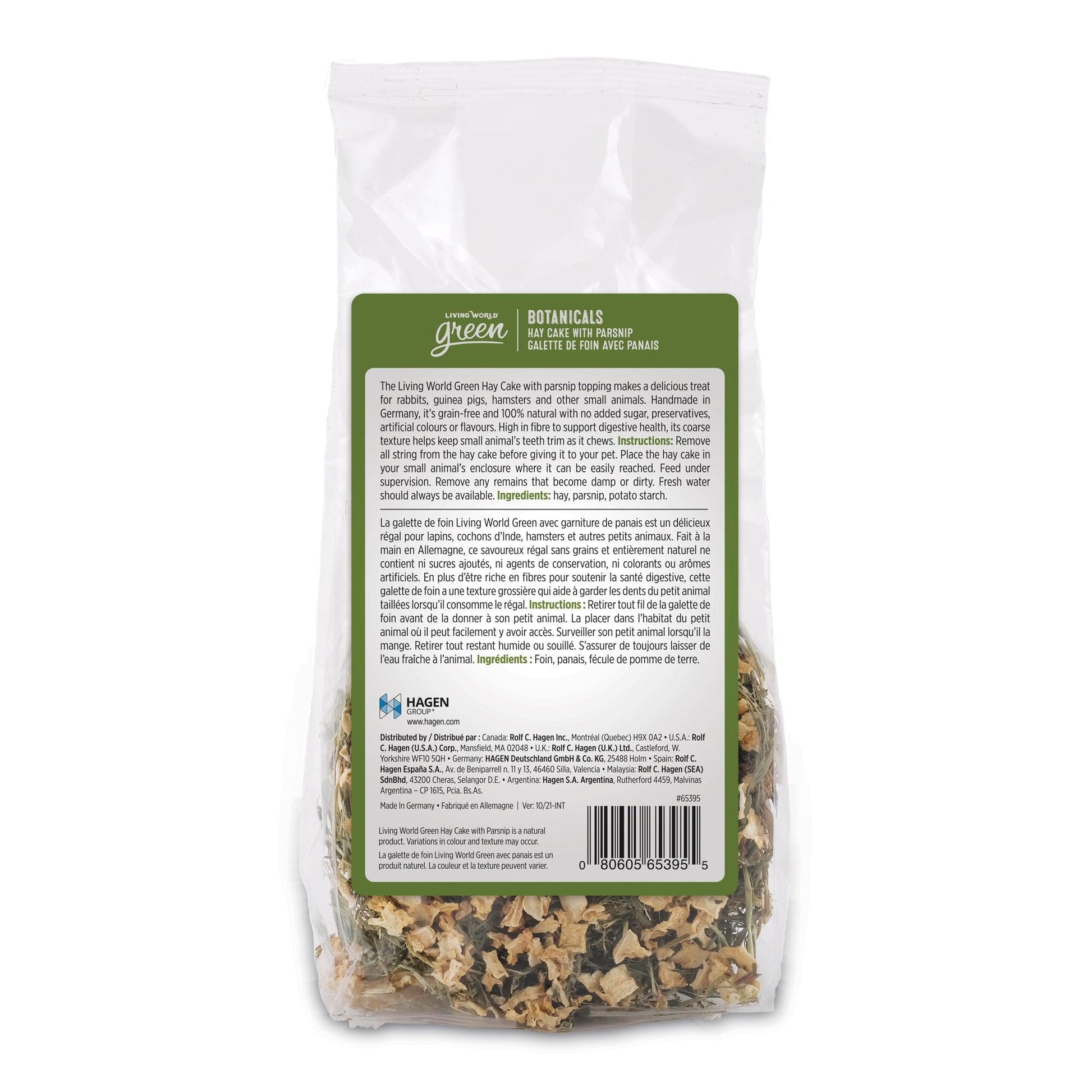 Living World Green Botanicals Hay Cake Parsnip  Small Animal Treats  | PetMax Canada