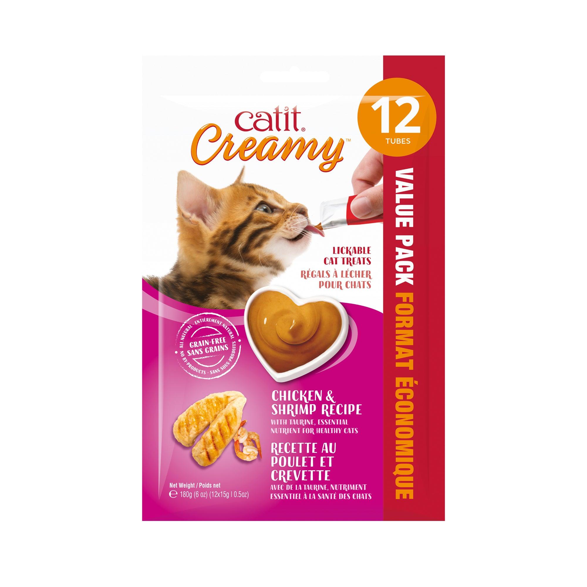 CatIt Creamy Lickable Treats Chicken & Shrimp - 12 Pack - Cat Treats - Catit - PetMax Canada